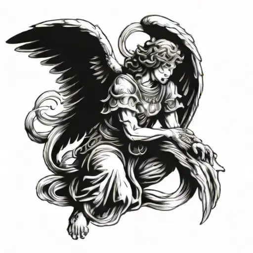 Kneeling Angel tattoo design idea