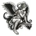 Kneeling Angel tattoo design idea