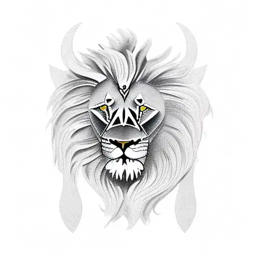 A majestic lion with a Greek God symbolizing strength and resilience tattoo design idea