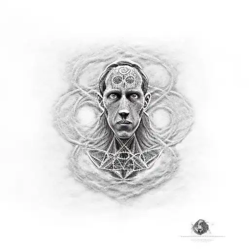 hp lovecraft ventruvian man tattoo design idea
