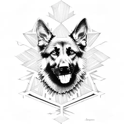 German Shepard on Union Jack tattoo design idea
