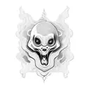 mini ghost with stoned eyes tattoo design idea