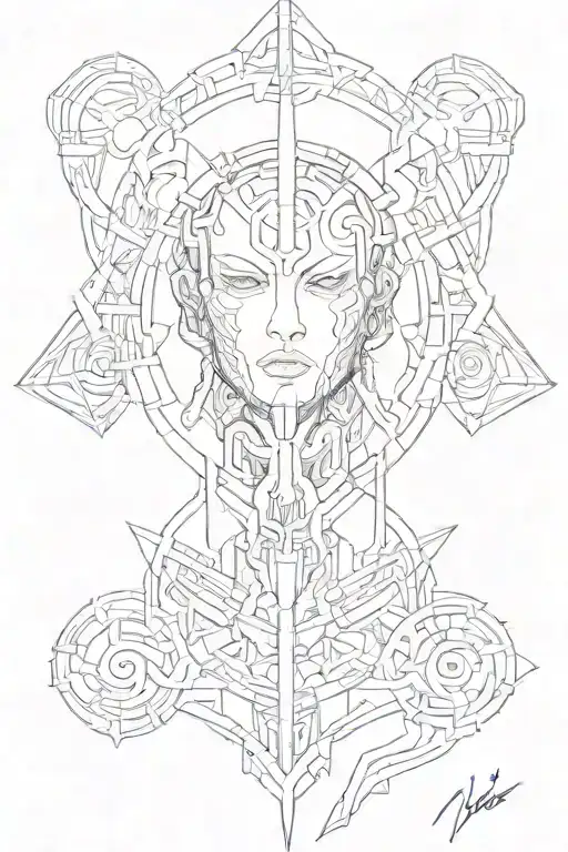 neo tribalism cyber sigilism tattoo design idea