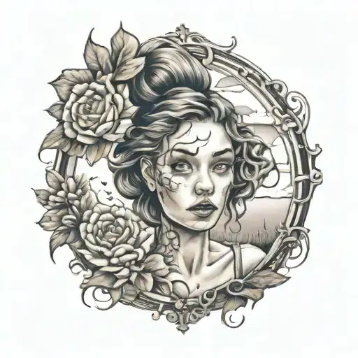 girl with pretty from outside and ugly from inside  tattoo design idea