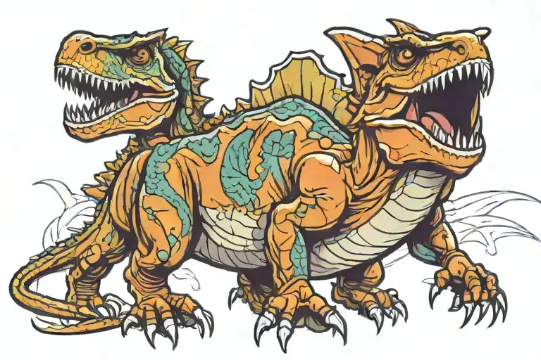 t-Rex Raptor triceratops pterodactyl tattoo design idea