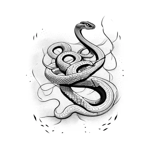 snake with roses with turns to liquid and drips at the bottom tattoo design idea