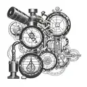 Incorporate elements of science and technology, such as a microscope or DNA strand, in a creative and abstract way tattoo design idea