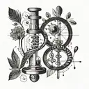 Incorporate elements of science and technology, such as a microscope or DNA strand, in a creative and abstract way tattoo design idea