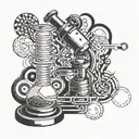 Incorporate elements of science and technology, such as a microscope or DNA strand, in a creative and abstract way tattoo design idea