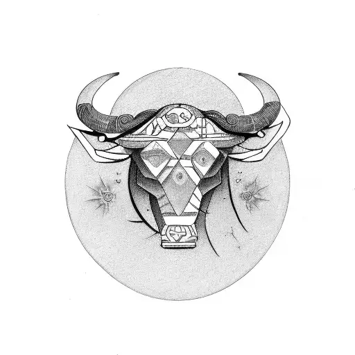 taurus doodle tattoo idea includes the Venus sign, an earth sign, a fixed sign, possess sign, flower, car, and wine, inc tattoo design idea