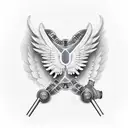 memorial tattoo of just angel wings with a cowboy hat as the halo, with roman numerals underneath for years alive tattoo design idea