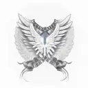 memorial tattoo of just angel wings with a cowboy hat as the halo, with roman numerals underneath for years alive tattoo design idea