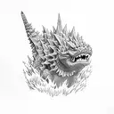 daffodils and Godzilla tattoo design idea