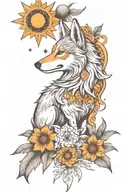 eidelweiss sun and howling coyote tattoo design idea
