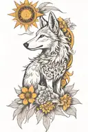 eidelweiss sun and howling coyote tattoo design idea