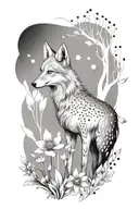 eidelweiss and coyote  tattoo design idea