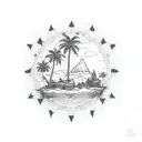 Iraqs geographical shape with palm tree tattoo design idea