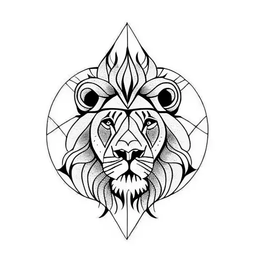 lion mandala on leg tattoo design idea