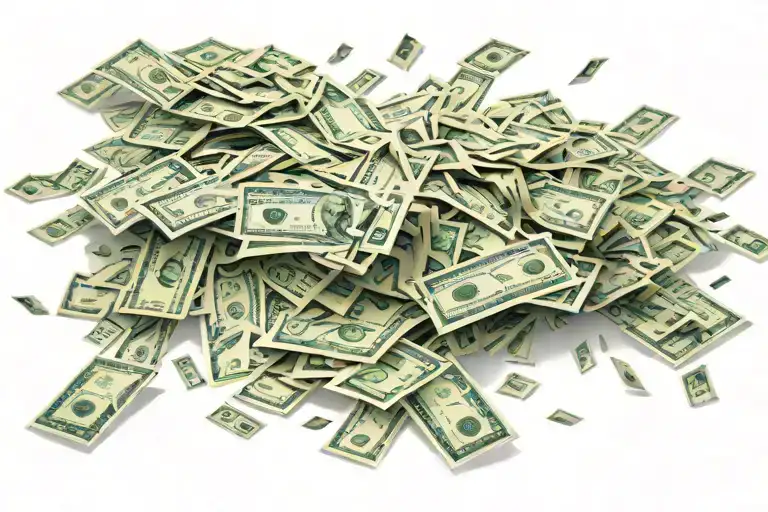 Money raining tattoo design idea