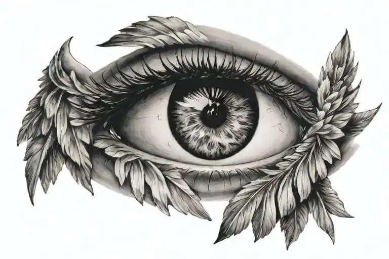 an eye with angel wings tattoo design idea