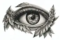 an eye with angel wings tattoo design idea