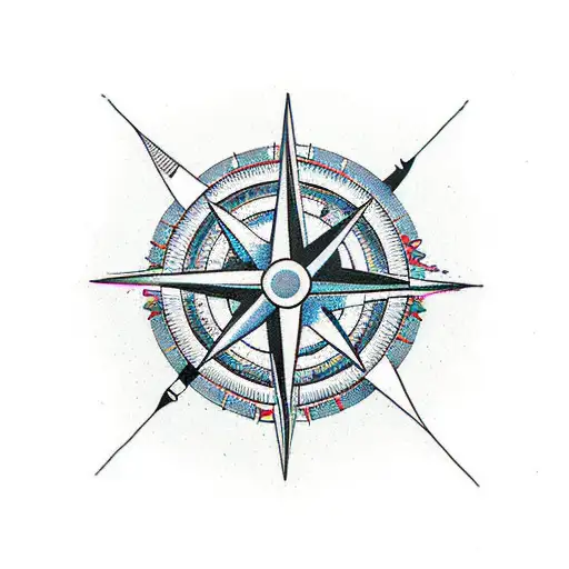 A compass with a broken needle pointing towards a brighter tomorrow tattoo design idea