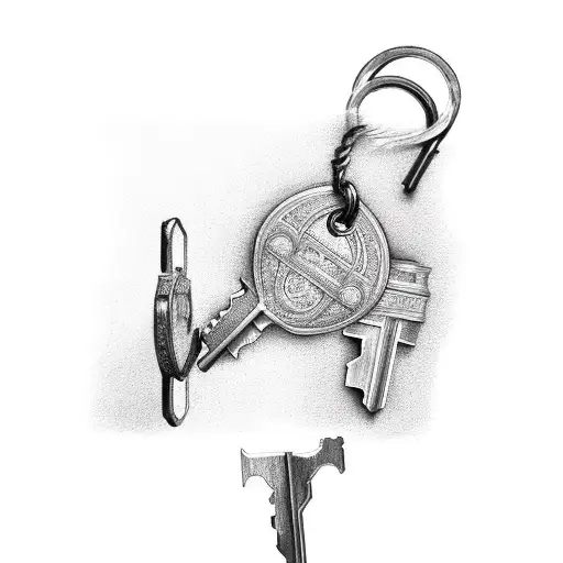 An intricately designed key unlocking a door, representing the hope for a better future tattoo design idea