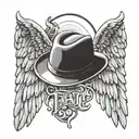 angel wings with cowboy hat above like a halo and date tattoo tattoo design idea