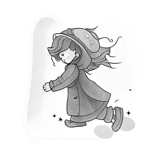 a child walking down a set of stairs tattoo design idea