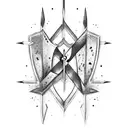arrow with a writing that crosses horizontally a scar of 3 cm that meets the ribs.  tattoo design idea