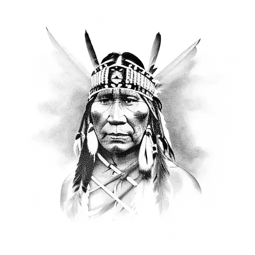 Native American man on horse  tattoo design idea