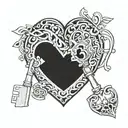 A heart-shaped lock and key intertwined with the initials of your parents, symbolizing your love and gratitude towards them tattoo design idea