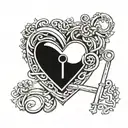 A heart-shaped lock and key intertwined with the initials of your parents, symbolizing your love and gratitude towards them tattoo design idea