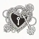 A heart-shaped lock and key intertwined with the initials of your parents, symbolizing your love and gratitude towards them tattoo design idea