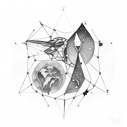 libra and capricorn constellations of stars tattoo design idea