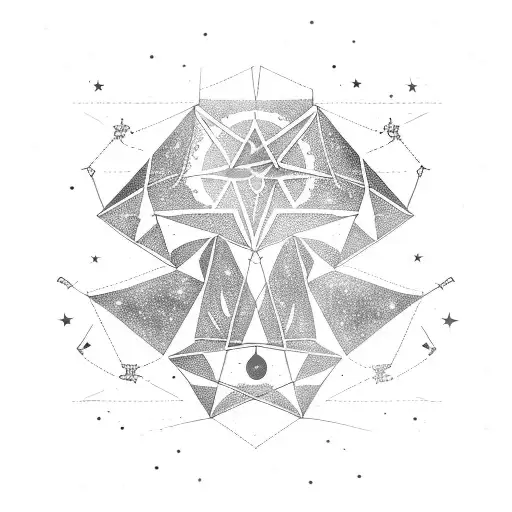 libra and capricorn constellations of stars tattoo design idea