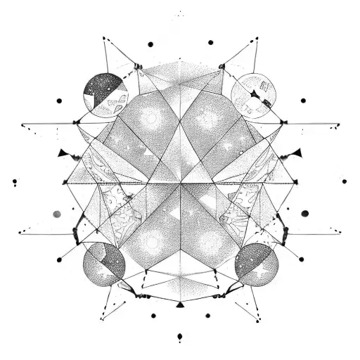 libra and capricorn constellations of stars tattoo design idea