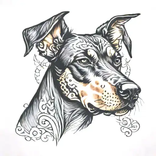 doberman dog tattoo design idea