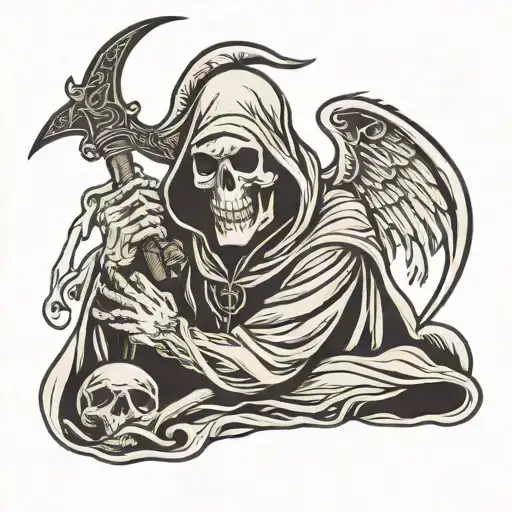 PTSD Grim reaper military tattoo design idea