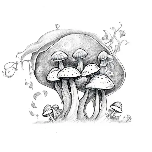 Taylor Swift song "seven" nature mushrooms leaves vines trees moon saturn tattoo design idea