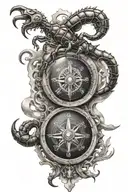 scorpion on top of an old compass tattoo design idea