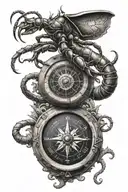 scorpion on top of an old compass tattoo design idea