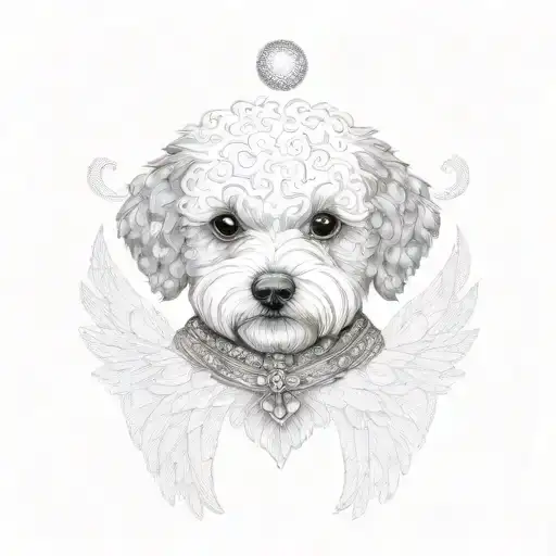 maltese bichon with wings tattoo design idea