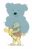 winnie the pooh holding a honey pot tattoo design idea