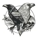 crow and wolf tattoo design idea