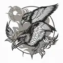 crow and wolf tattoo design idea