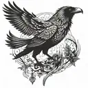 crow and wolf tattoo design idea