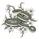 snakes with cherry blossoms  tattoo design idea