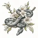 snakes with cherry blossoms  tattoo design idea