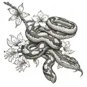 snakes with cherry blossoms  tattoo design idea